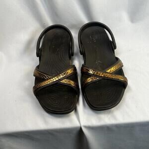 Crocs Meleen Metallic Xband Sandal Espresso Gold Trip W9 Comfortable